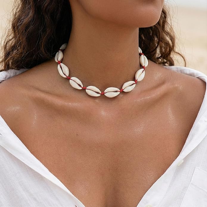 Women's Shell Starfish Boho Layered Beaded Necklace Choker for Summer Beach Vacation Gifts for Birthday/Anniversary/Christmas