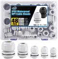 XHF IP68 Nylon Waterproof NPT Cable Glands Assortment 48pcs 1/4" by XHF