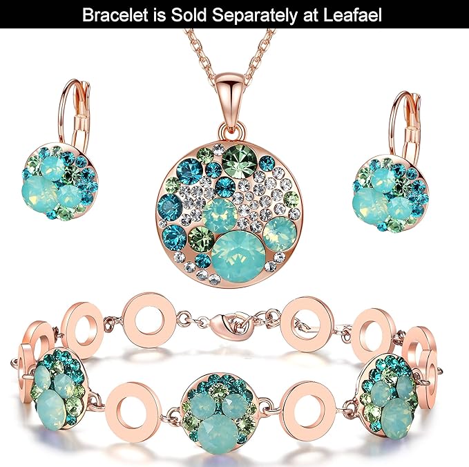 Leafael Ocean Bubble Women's Crystal Jewelry Set Costume Fashion Pendant Necklace Earring, Silver Tone or 18K Rose Gold Plated, 18" + 2", Birthday Gifts for Women