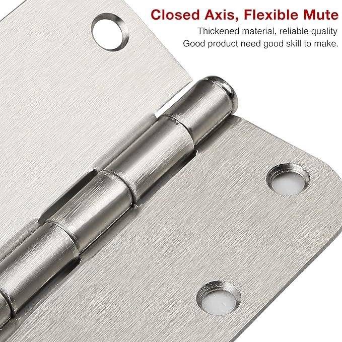 18 Pack Brushed Nickel Interior Door Hinges 3.5 Inch Rounded Corners | Satin - Image 4