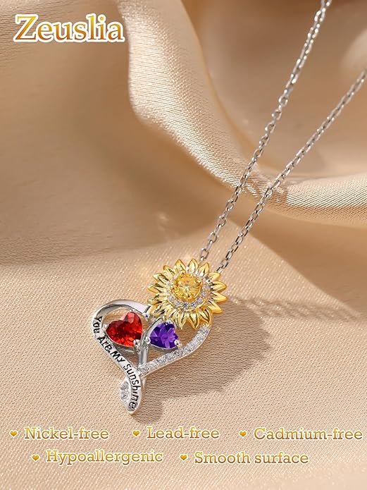 Valentine's Day Gifts for Wife 925 Sterling Silver Double Birthstone Pendant Necklaces I Love You for Always and Forever Necklace Anniversary Birthday Gifts for Wife Girlfriend Mom Her
