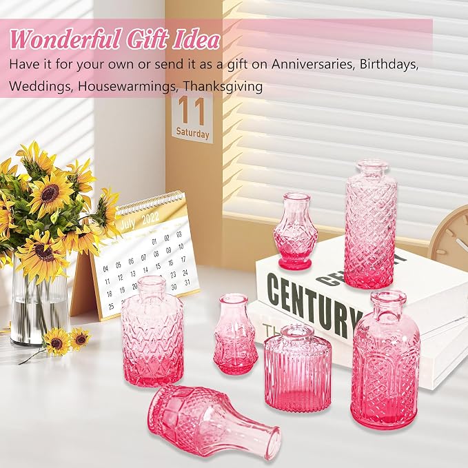 Set of 40 Glass Bud Vases, Small Pink Glass Vases in Bulk, Mini Vintage - Image 4