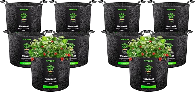 VIVOSUN 10-Pack 15 Gallon Plant Grow Bags, Heavy Duty Thickened Nonwoven Fabric by VIVOSUN