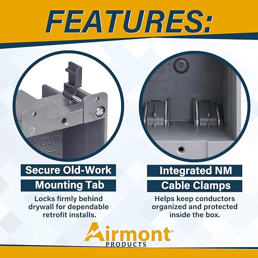 Airmont Products 14 in. Old Work Electrical Box, 1-Gang 14 Cu in Non-Metallic - Image 8