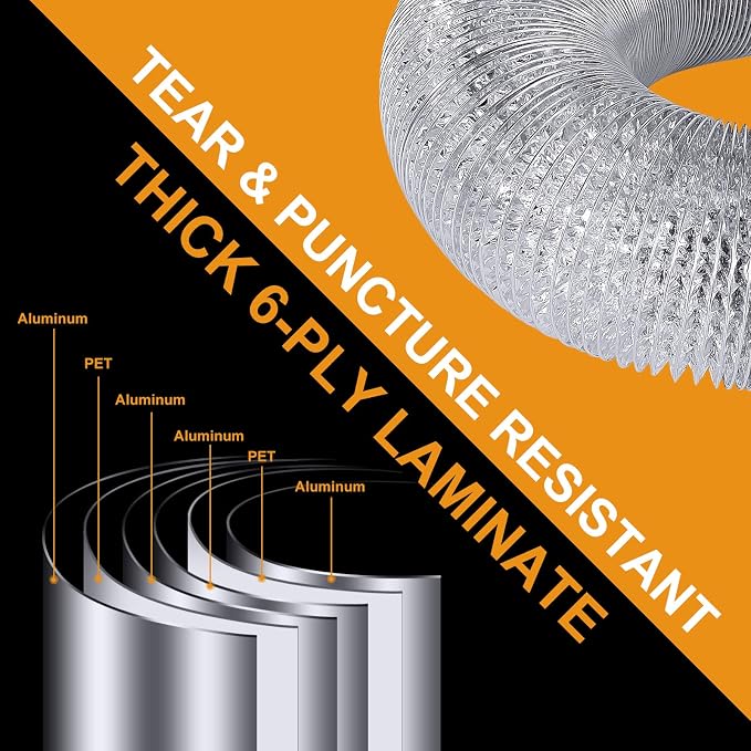 Heavy Duty 4"Flexible Dryer Vent Exhaust Duct Hose 16 Feet - Image 2