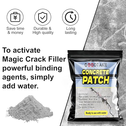 GOODTAKE Concrete & Cement Crack Filler, 10 Pounds Concrete Repair & Patch - Image 2
