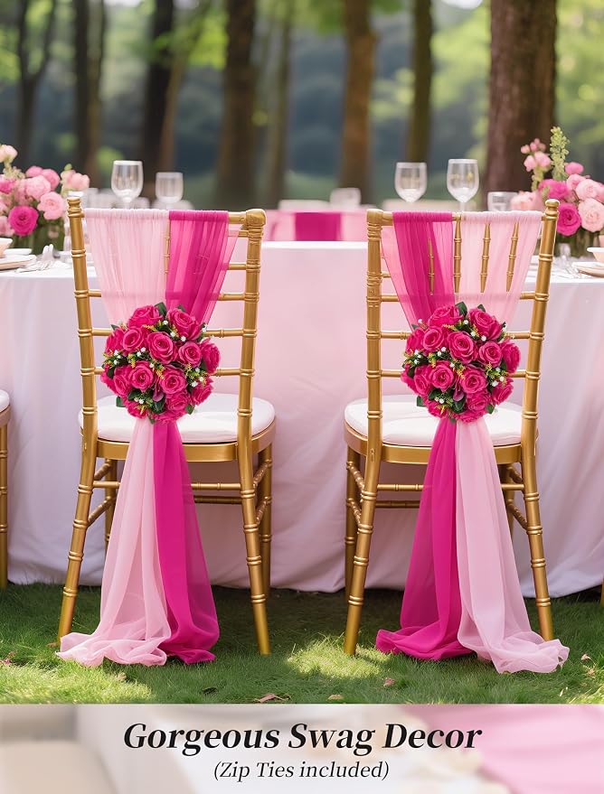 BLOSMON Pink Roses Artificial Flowers: 6 Pcs Fake Flower Balls Table Decor | - Image 5