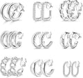 THUNARAZ 9 Pairs Clip on Earrings for Women 14K Gold Plated Chunky Hoop Clips Earring Trendy Clip on Hoop Earrings for Women Non-Pierced Fake Jewelry