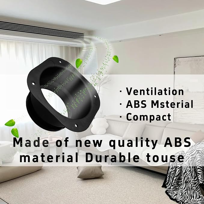 2Pcs 4 Inch Duct Connector Flange, ABS Plastic Wall Plate, Square to Round - Image 4