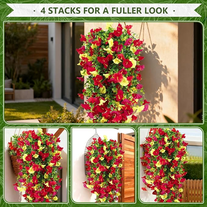 4-Pack Fake Hanging Plants, Faux Hanging Plant Artificial Greenery - Image 5