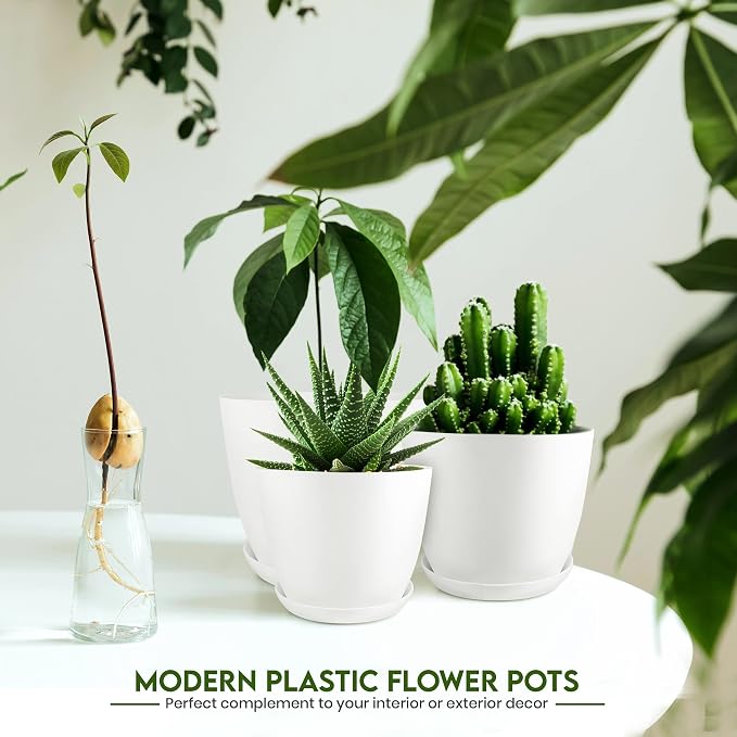 Plant Pots Indoor with Drainage, 5 Pack Multi-Size Planters Set - Image 5