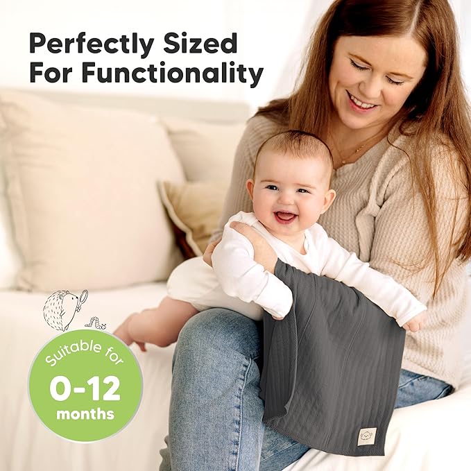 KeaBabies Organic Cotton Burp Cloths Baby Girl, Boy - 6-Pack Large Burping Clothes for Babies, Spit Up Rags, Super Soft & Absorbent Newborn Wash Towels, Gender Neutral, Non-Shrink (Stria, Basic)