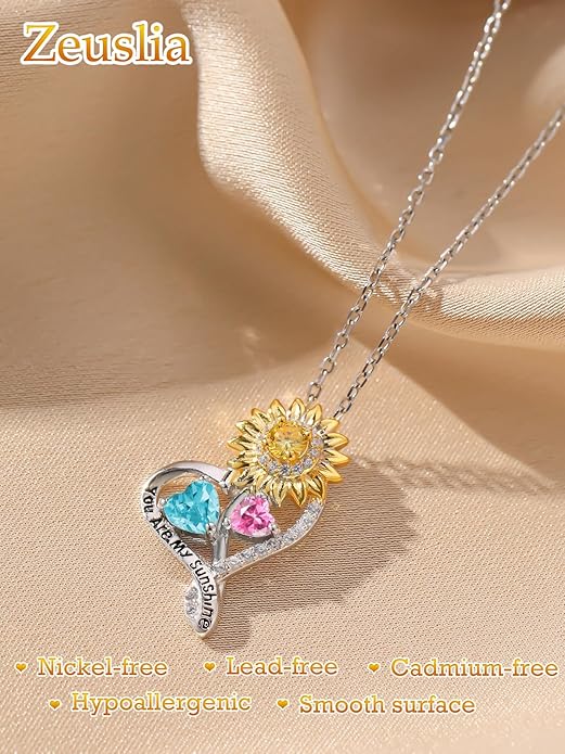 Valentine's Day Gifts for Wife 925 Sterling Silver Double Birthstone Pendant Necklaces I Love You for Always and Forever Necklace Anniversary Birthday Gifts for Wife Girlfriend Mom Her