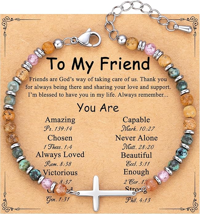 TONY & SANDY Christian Cross Bracelet for Women, Valentine's Day Gifts for Her, Confirmation Baptism Easter Gifts, Unique Gift for Friends Daughter Mom Sister in Christ Birthday Christmas