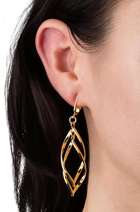 Aloha Earrings Gold Tone Non Pierced Clip On Dangling Earrings