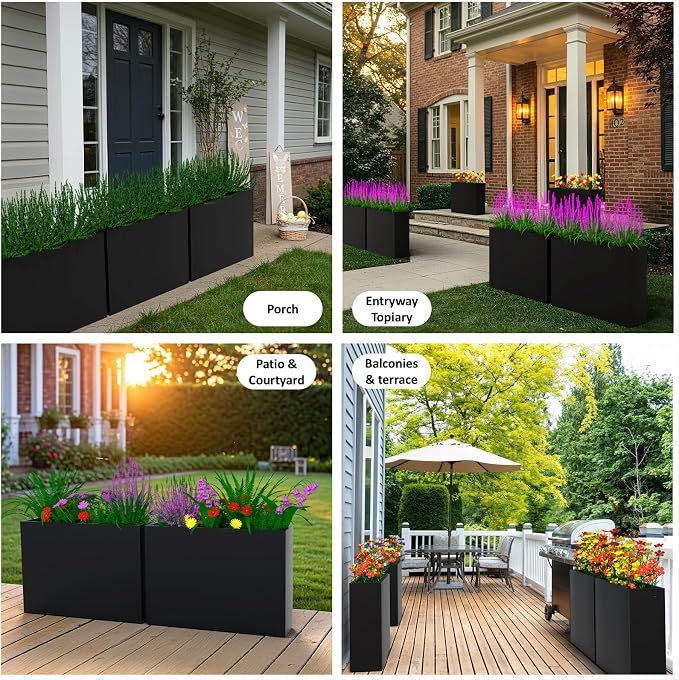 Modern Metal Planter Box 36" L x 9" W x 26" H – Rectangular Galvanized Steel - Image 6