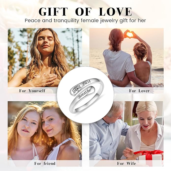 Fookduoduo 925 Sterling Silver Ring Inspirational Jewelry adjustable Wrap Open Rings for Women
