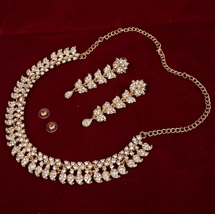 Touchstone Indian wedding jewelry set gold traditional necklaces for women statement rhinestone sets hollywood glamour style crystal stone bridal costume golden necklace
