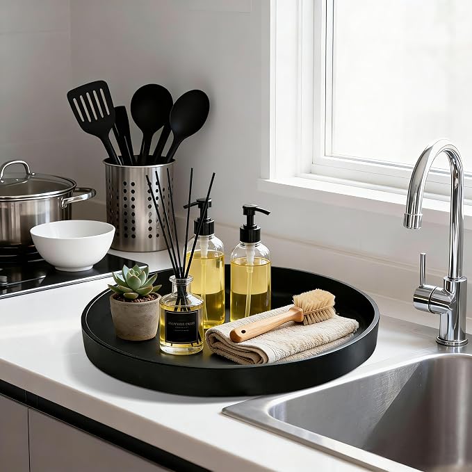 1 Pack 13.5" Bathroom and Vanity Tray, ABS Bathroom Counter Organizer, Coffee - Image 4