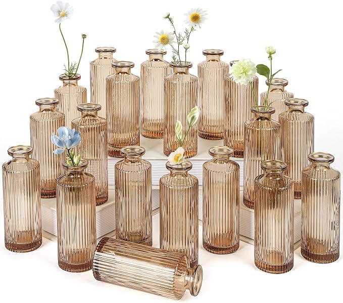 Set of 20 Amber Glass Bud Vases Mini Flowers by saiguomi