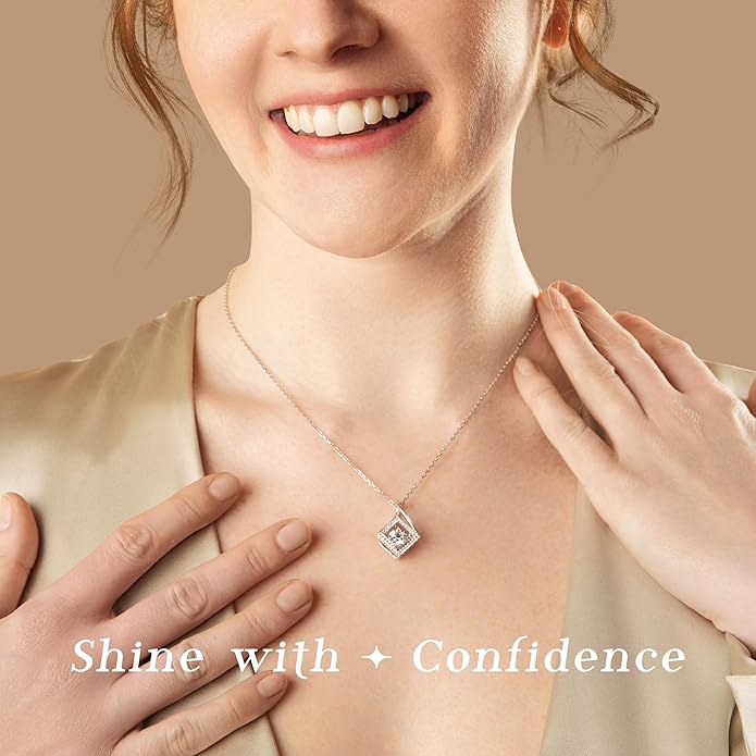 ARINZA Moissanite Necklace for Women, 1 Ct 925 Sterling Silver Dancing Diamond Pendant, 18+2 Inch Chain, Valentine’s Day Christmas Gift for Her, Wife, Mom, Anniversary, Birthday