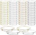 UPINS 60 Pcs Expandable Bangle Bracelets, Adjustable Stainless Steel Wire Blank Bracelets Bulk for Women DIY Jewelry Making 2.6inches
