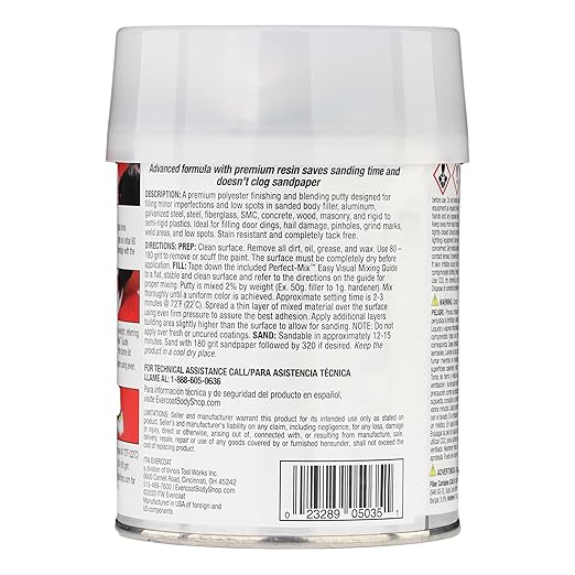 105035 Pro-Grade Glazing Putty for Filling Minor Dings, Scratches and Low Spots - Image 3