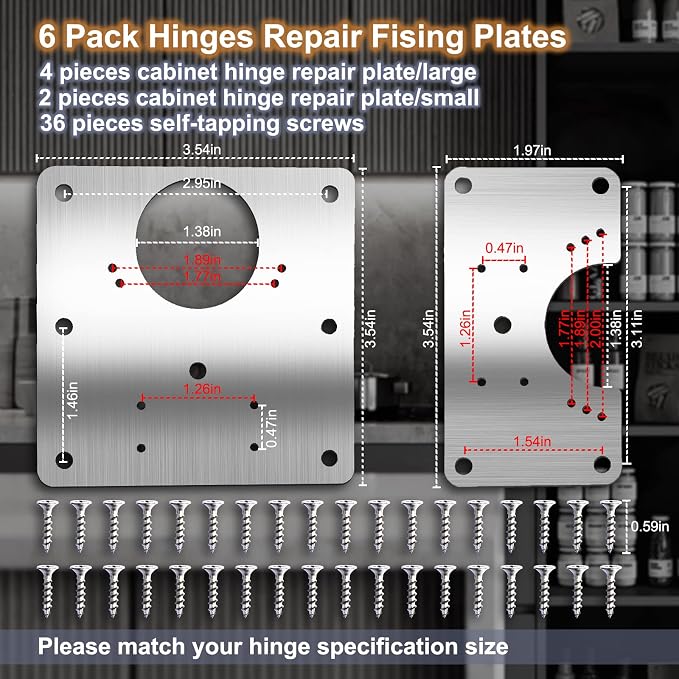 Cabinet Hinge Repair Plate Hinges Repair Fixing Plates Cabinet Repair Board | 6 - Image 5