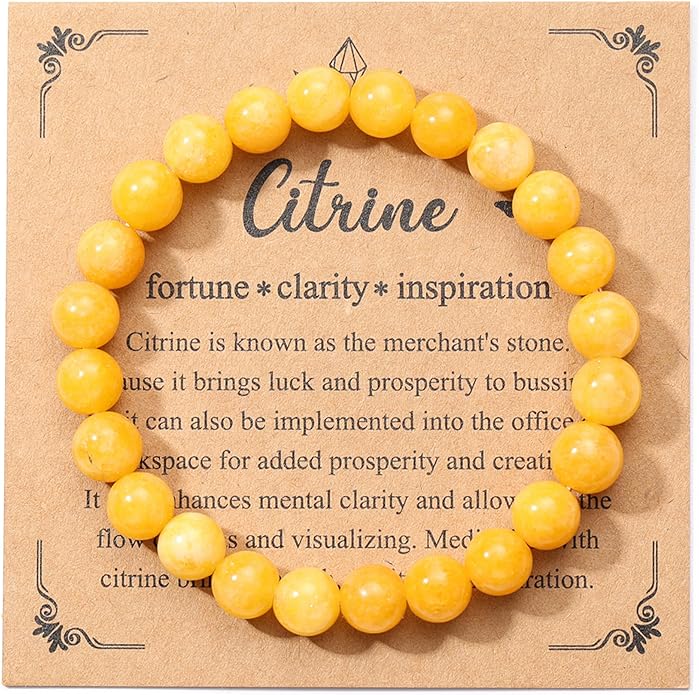 Jovivi Crystal Bracelets for Women Men - 8mm Handmade Natural Semi Precious Gemstone Beaded Bracelets, Round Stone Beads Stretch Bracelet, Healing Yoga Bracelets Jewelry Gifts