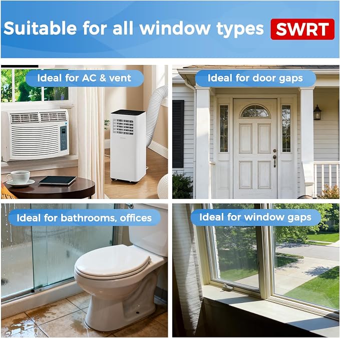 SWRT White Window Weather Sealing Tape 2 in x 90 FT, AC Seal, Residue Free | - Image 9