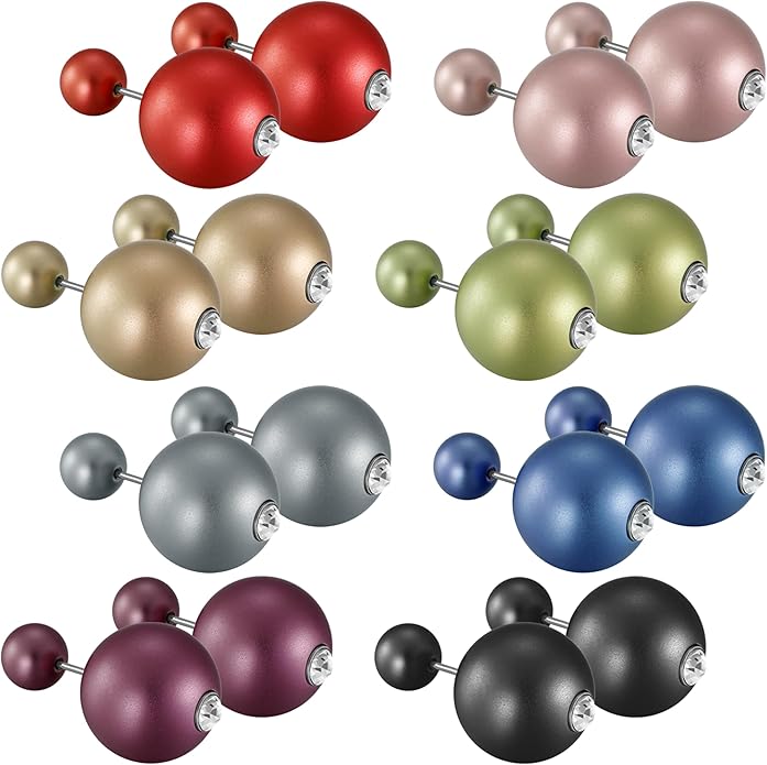 Trendy Stud Earrings Set for Women, 3 Pairs of Ball Earrings, Colorful Replaceable Beads, Gemstone Design, Lightweight Aluminum Alloy, Hypoallergenic Titanium Stainless Steel Stud