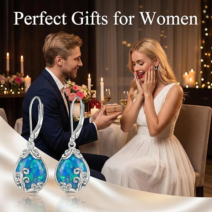 POPLYKE Celtic Filigree Teardrop Drop Dangle Earrings Sterling Silver Leverback Earrings Jewelry for Women