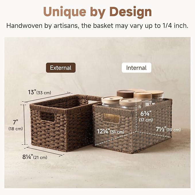 StorageWorks Rectangular Wicker Storage Baskets - Image 3