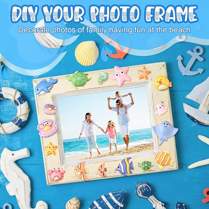 Giegxin 40 Pcs Summer Resin Charms Sea Animals Crab Dolphin Shell Starfish Flatback Cabochon Accessories Cute Embellishments Bulk for Jewelry Cellphone Case Scrapbooking Headband DIY Craft Making