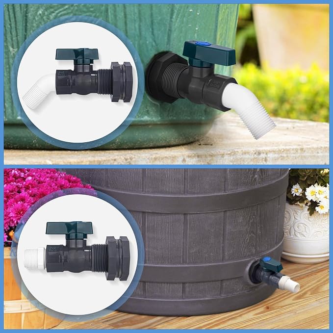 2 Pack PVC Rain Barrel 45°Elbow Spigot Kit, 3/4 Inch Rain Barrel Valve - Image 7