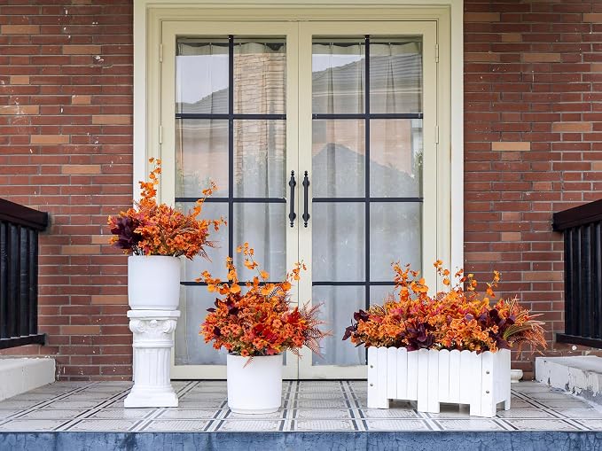 17PCS Artificial Fall Flowers Outdoors, Autumn Faux Orchids & Mums Outside | UV - Image 8