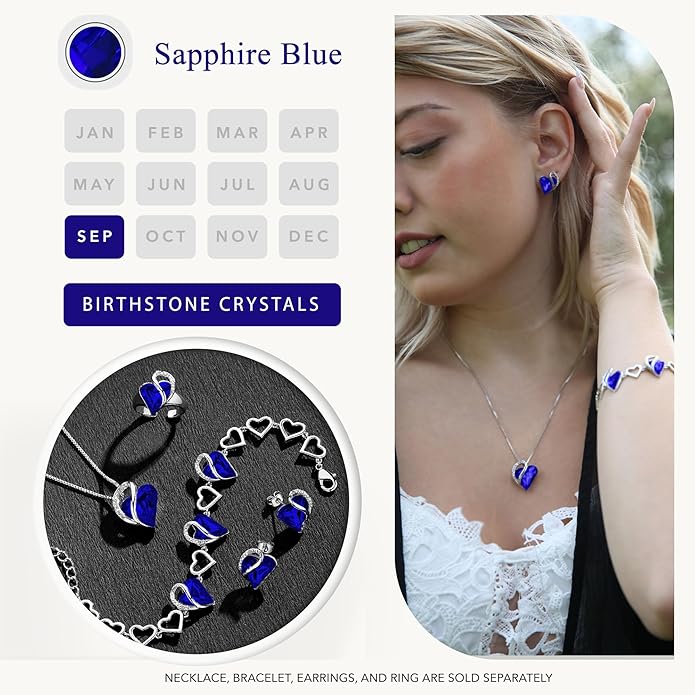 Leafael Infinity love Heart Birthstone Stud Earrings for Women, Valentine's Day Gifts for Mom, Wife, and Her, Silver Plated Birthday Jewelry