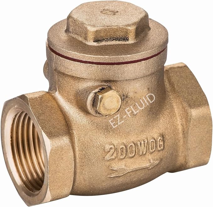 EZ-Fluid 1/2" IPS Female Threaded Brass Swing Check Valve, Horizontal T Pattern by EZ-FLUIDPlumbingProducts