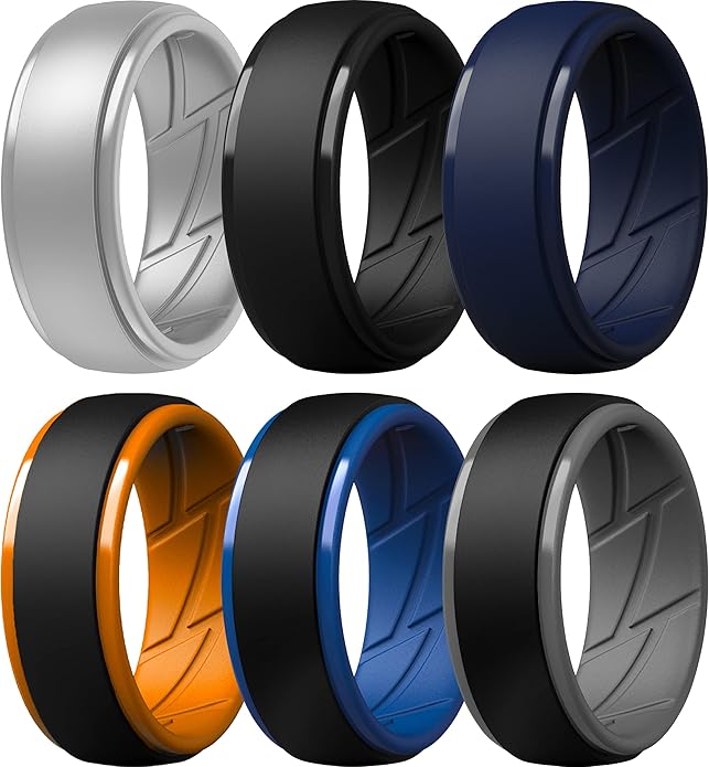 ThunderFit Men's Silicone Rings 10mm Wide 2.5mm Thick Rubber Bands, Breathable, Variety Multipack 1-10
