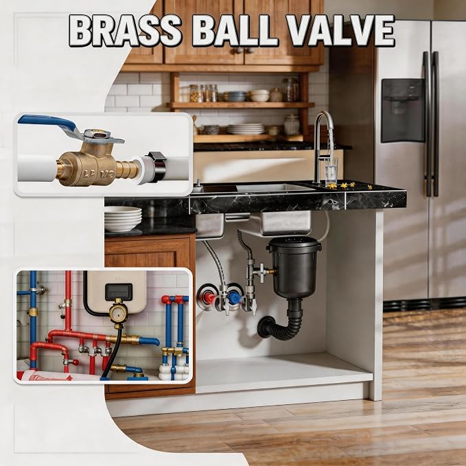‌VANCOCO PEX A Ball Valve 1/2", Lead-Free Brass PEX Shut Off Valve 1/2 inch - Image 9
