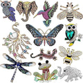 Animal-Shaped Rhinestone Brooch Set, Alloy Diamond Pin, Crystal Vintage Brooch, Animal Lapel Pin, Formal Pin Suitable for Men and Women