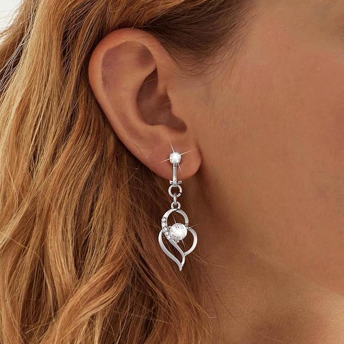 Clip On Earrings Sliver Dangle Earrings for Women Trendy Hanging Drop Earing Hypoallergenic Clip On Earring Birthday Gifts for Women Jewelry