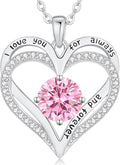 LOUISA SECRET Love Heart Birthstone Necklaces for Women, Birthday Gift for Girlfriend, Anniversary Jewelry Gift for Wife Her, 925 Sterling Silver Women Pendant Necklace, Mother's Day Christams Gift