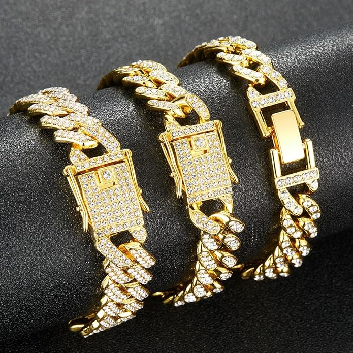 14K Gold Plated Ankle Bracelets for Women Cuban Link Anklets Plus Size Silver Ankle Bracelet Layered Link Anklet Set Rhinestone Bling Anklets Silver Jewelry for Women Gift Set