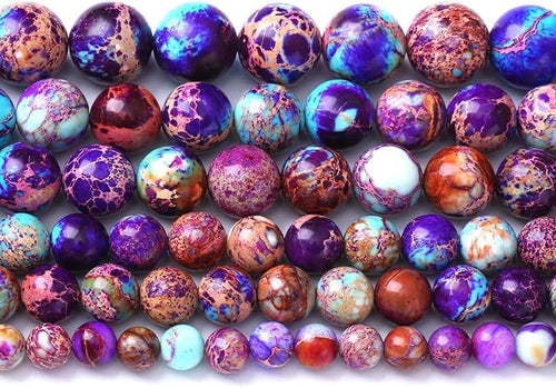 12MM 30PCS Natural Stone Galaxy Purple Sea Sediment Imperial Jasper Loose Beads for Jewelry Making DIY Bracelet Necklace