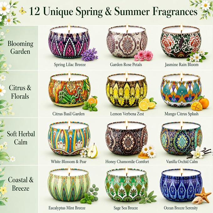 Scented Candles Gift Set for Women, 12 Pack | Natural Soy Wax, 300 Hrs Burning - Image 2