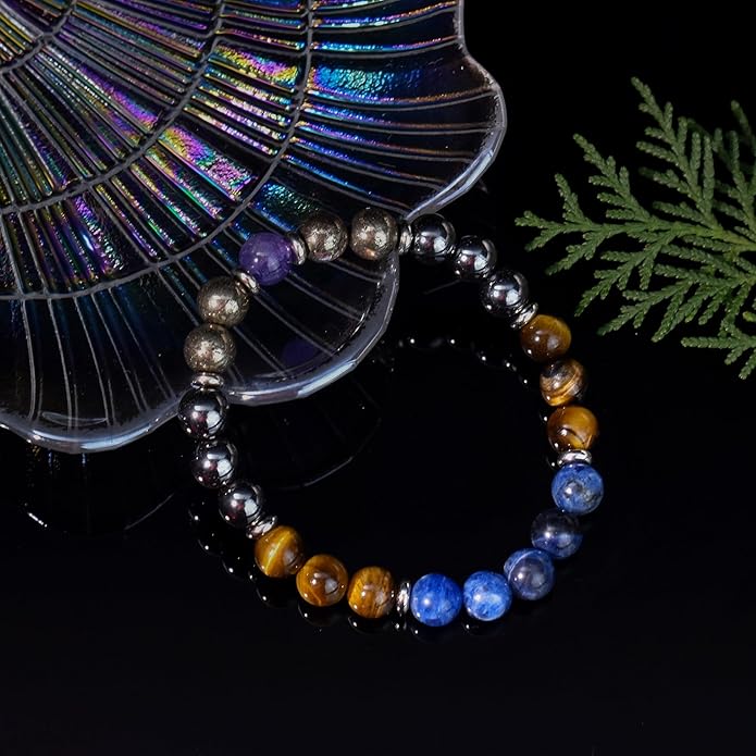 Strong Healing Crystal Bracelet 8MM Genuine Stone Bracelet Lucky Beaded Bracelet Chakra Bracelet 6.5 inch Positive Energy Inspirational Gifts for Women Mom