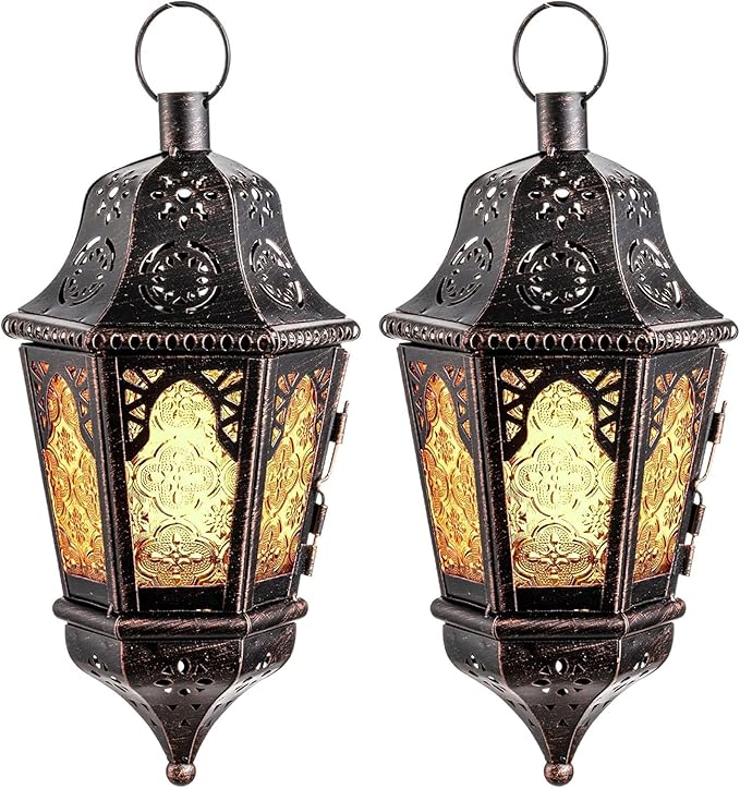 Ramadan Lantern Decorative Indoor & Outdoor, Metal Christmas Moroccan Candle by DECORKEY