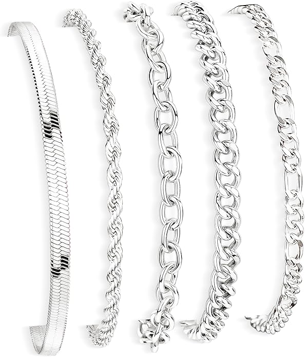 Gold Bracelets Set for Women Stack, Dainty Thick Bracelets Stack for Women Trendy, Simple Thin Gold Plated Cuff Stackable Bracelets With Beaded Cuban Paperclip Snake Rope Bangle Hand Chain Jewelry Gifts for Women Non Tainish