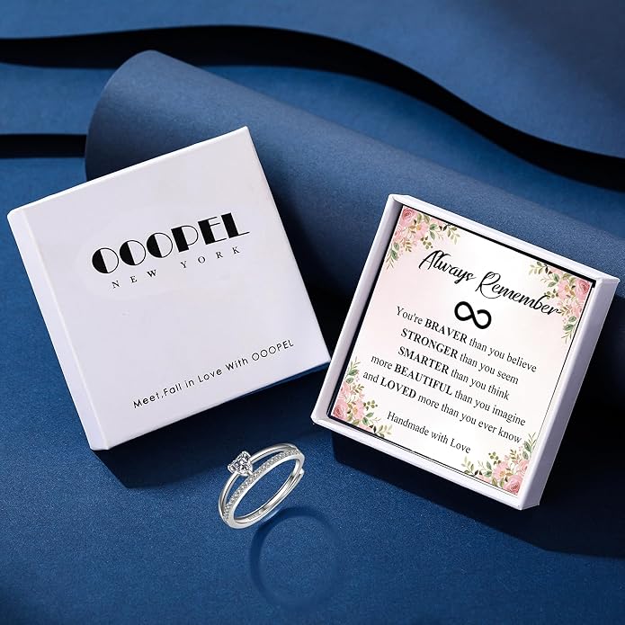 OOOPEL Sterling Silver Adjustable Ring S925 Silver Rings for Women Cubic Zirconia Twist Love Knot Dainty Ring Silver Minimalist Open Finger Rings Silver Thumb Sterling Silver Ring